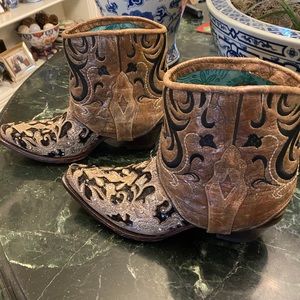 Corral Western Boots (Booties) Brown w/ black